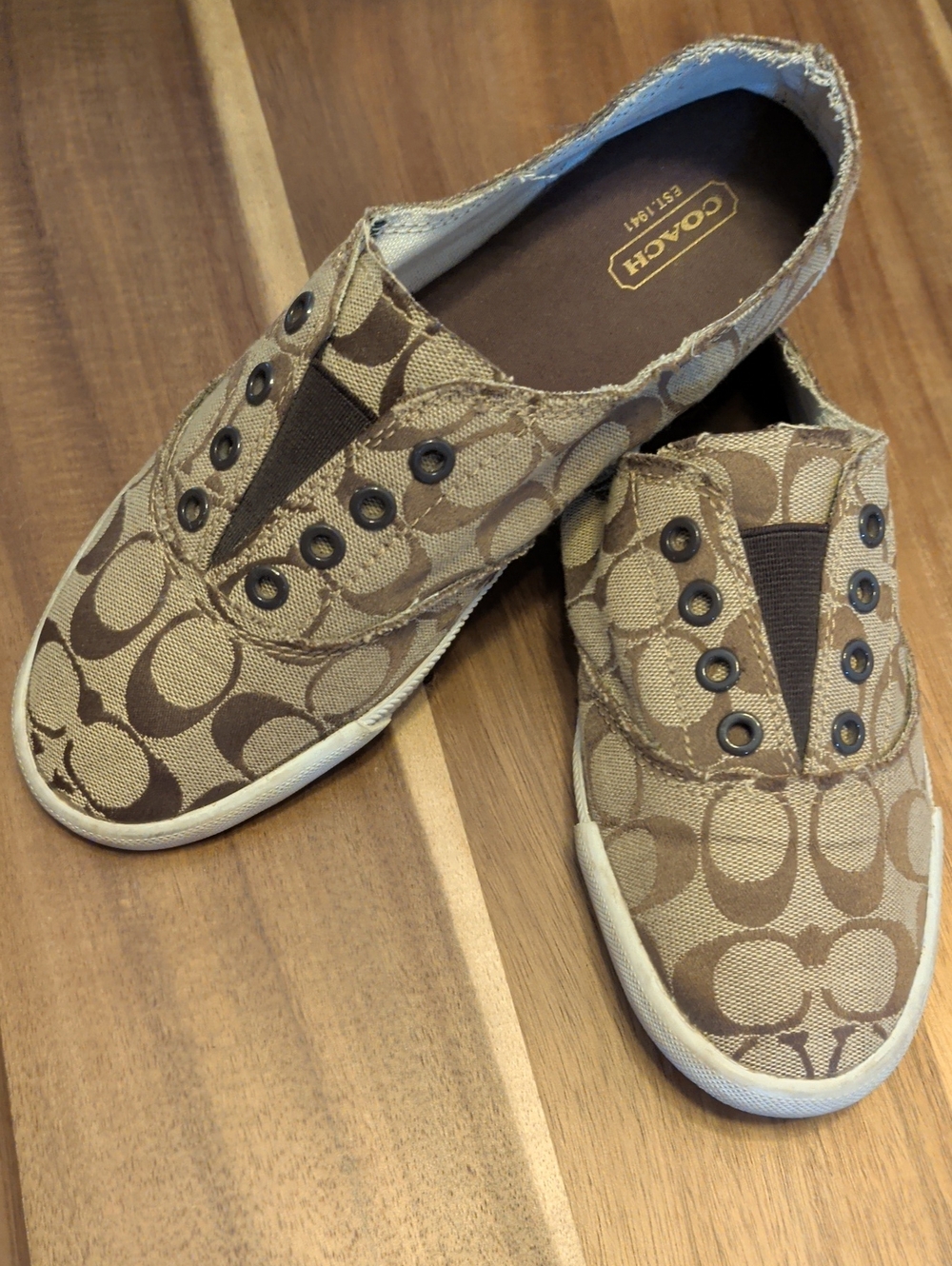 Authentic COACH Katie Signature Canvas Slip-On Sneakers